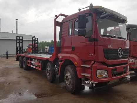 陜汽德龍前四后八大型挖機平板運輸車
