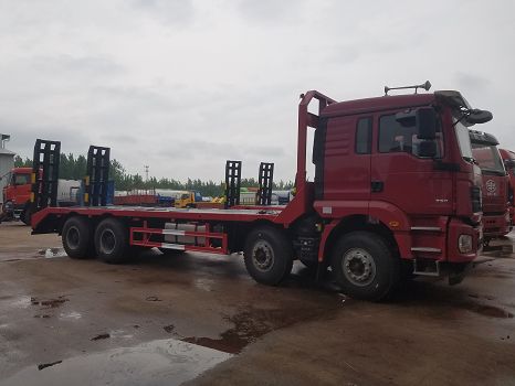 陜汽前四后八大挖機平板拖車,藍牌小挖機拖車,后八輪挖機平板,車,挖機運輸車,單橋挖機拖車